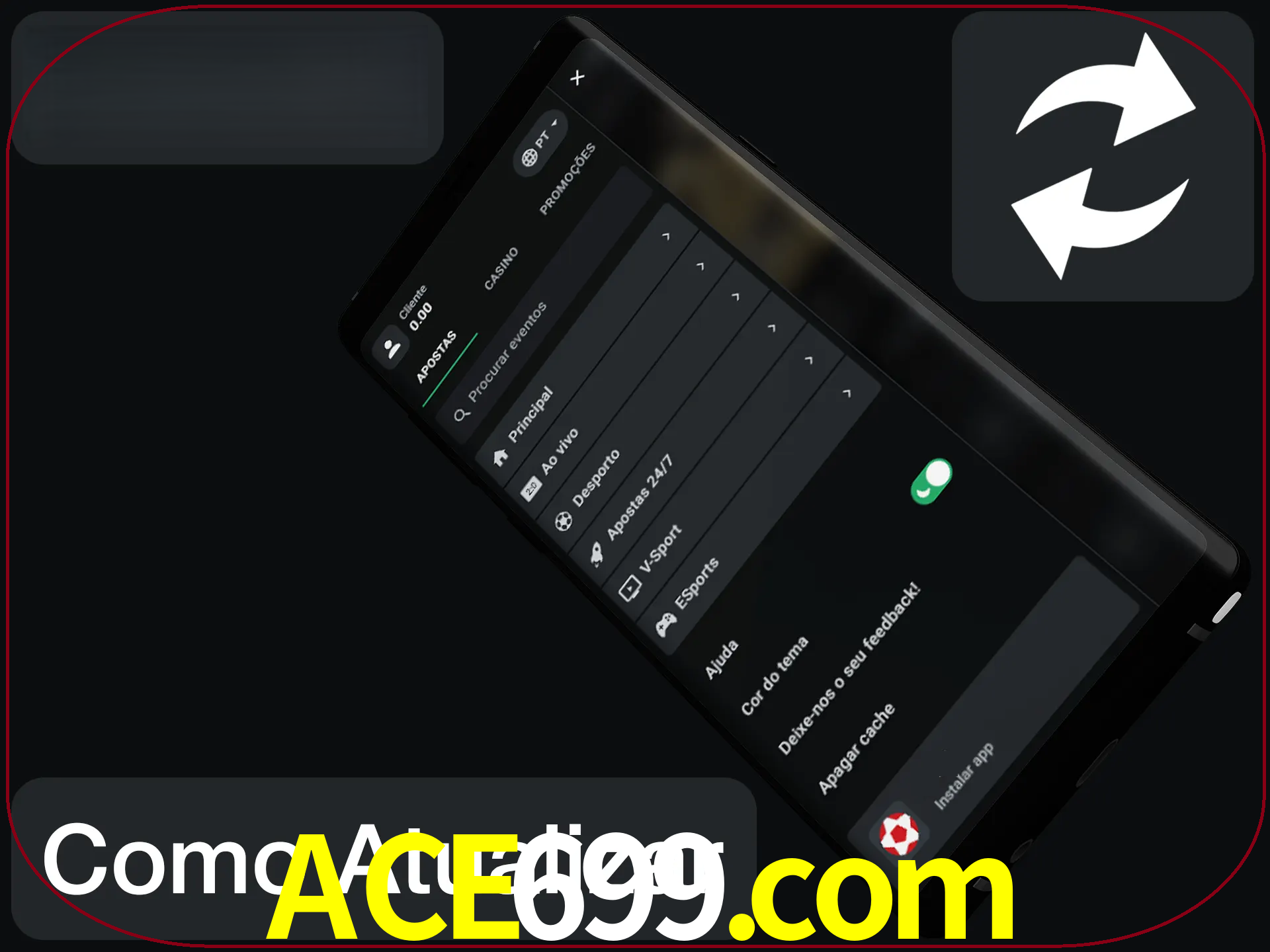 O aplicativo é atualizado automaticamente quando você faz o login.